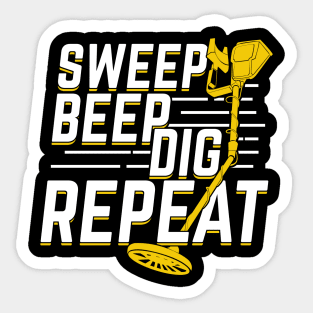 Sweep Beep Dig Repeat Metal Detectorist Gift Sticker